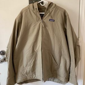 Men’s Patagonia fleece canvas jacket coat XXL tan